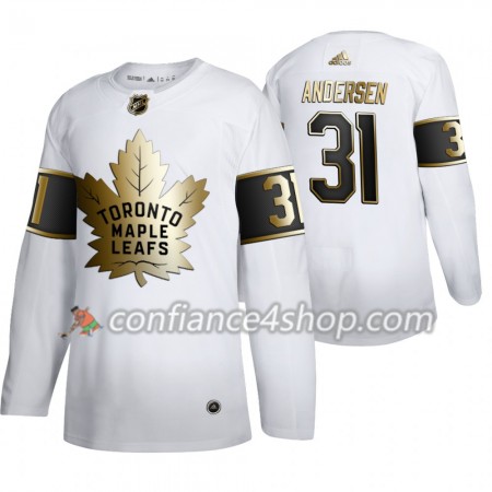 Adidas Maillot de Hockey Toronto Maple Leafs Frederik Andersen 31 Adidas 2019-20 Golden Edition Blanc Authentic - Homme